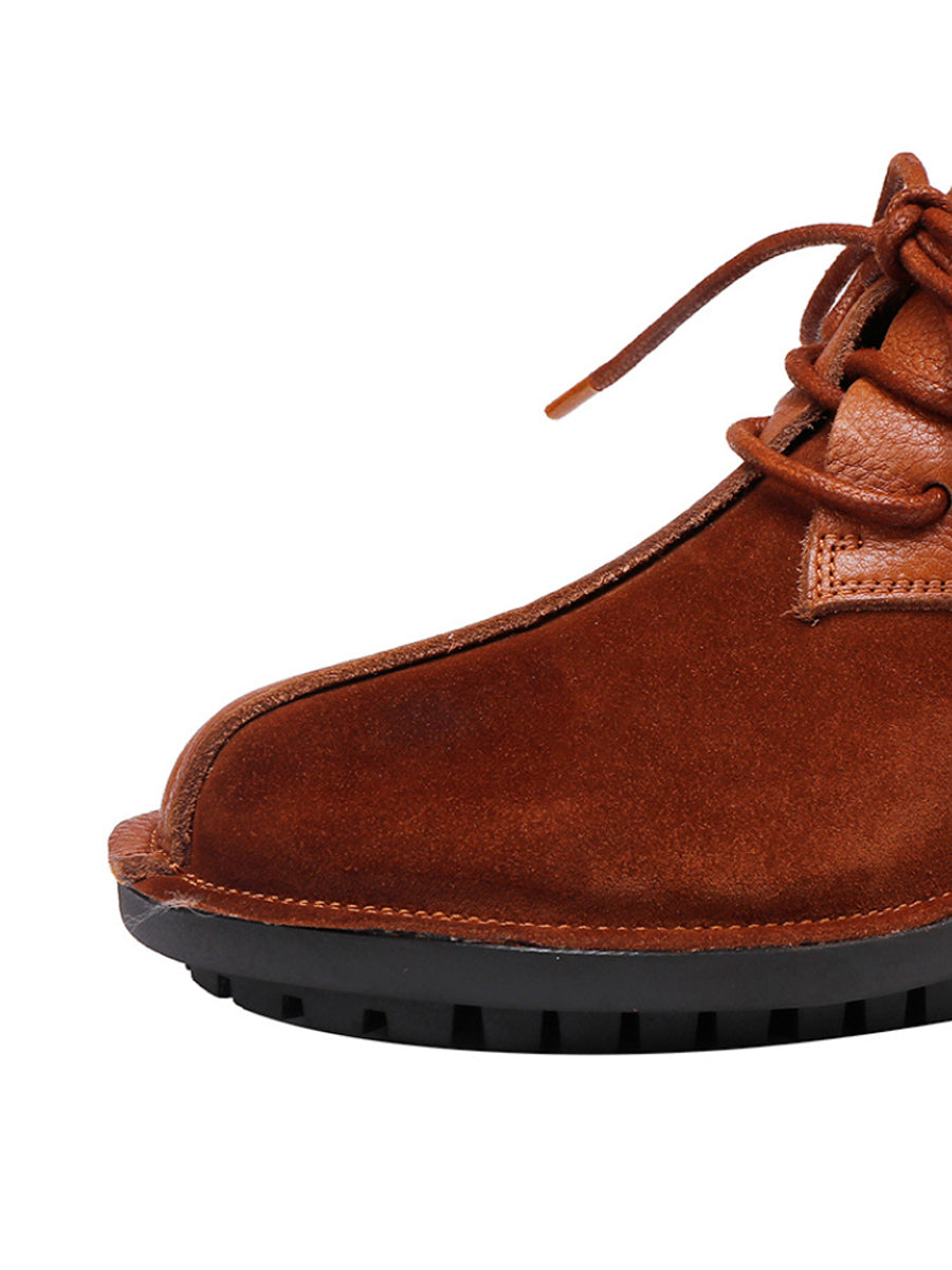 Women Vintage Genuine Leather Strap Flat Shoes