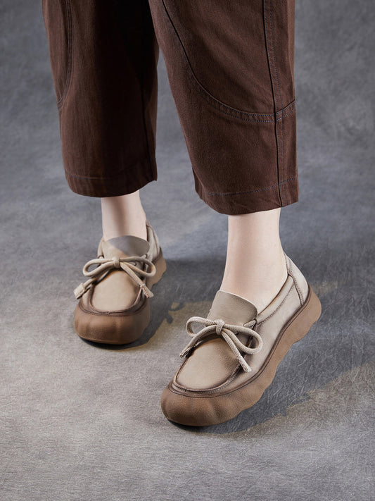 Women Vintage Genuine Leather Strap Flat Shoes