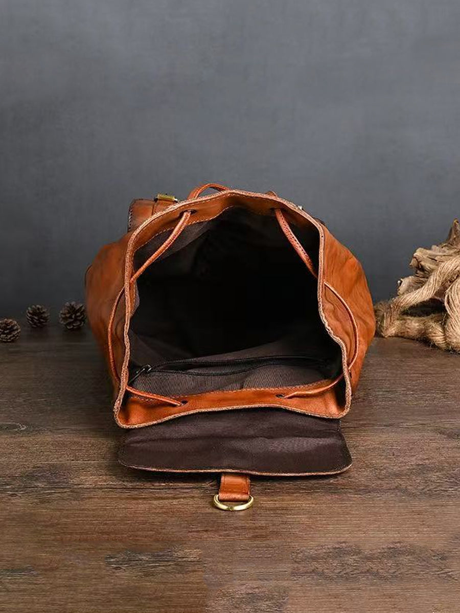 Vintage Genuine Leather Large Capacity Backpack