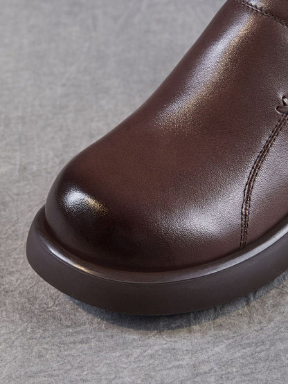 Women Summer Genuine Leather Mid Heel Shoes