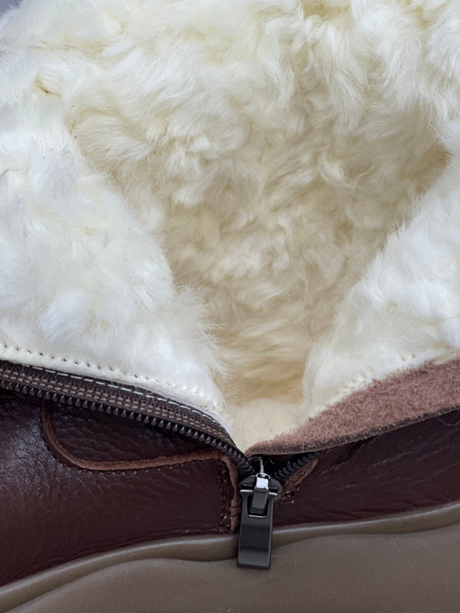 Women Casual Genuine Leather Fleece-lined Boots