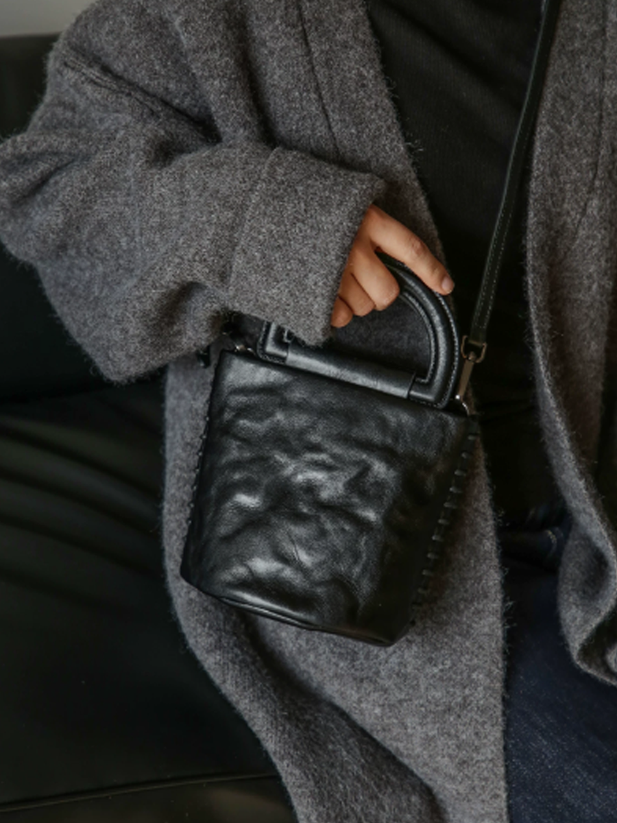 Vintage Leather Artistic Bucket Bag