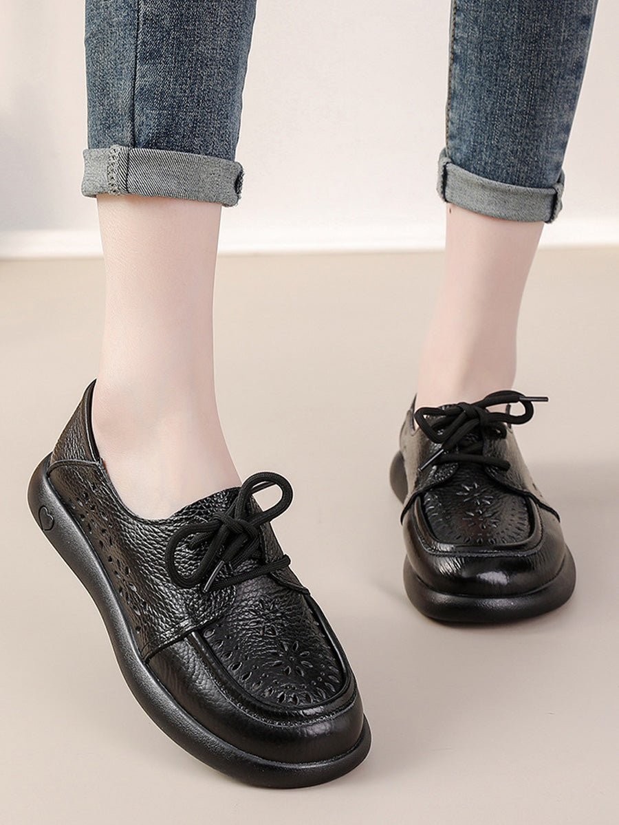 Women Summer Genuine Leather Strap Flat Shoes