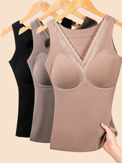 Women Autumn Casual Pure Color V-Neck Bottom Vest