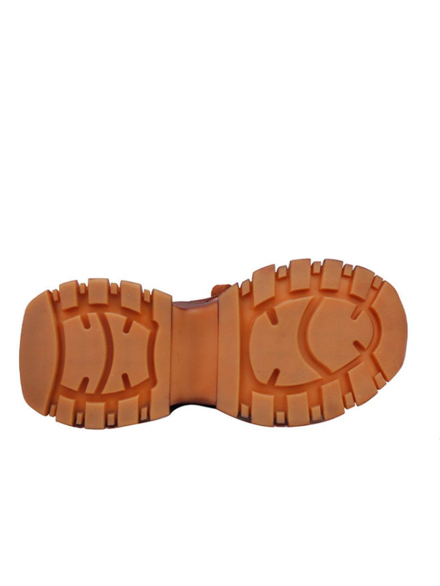 Women Vintage Genuine Leather Platform Sport Shoes
