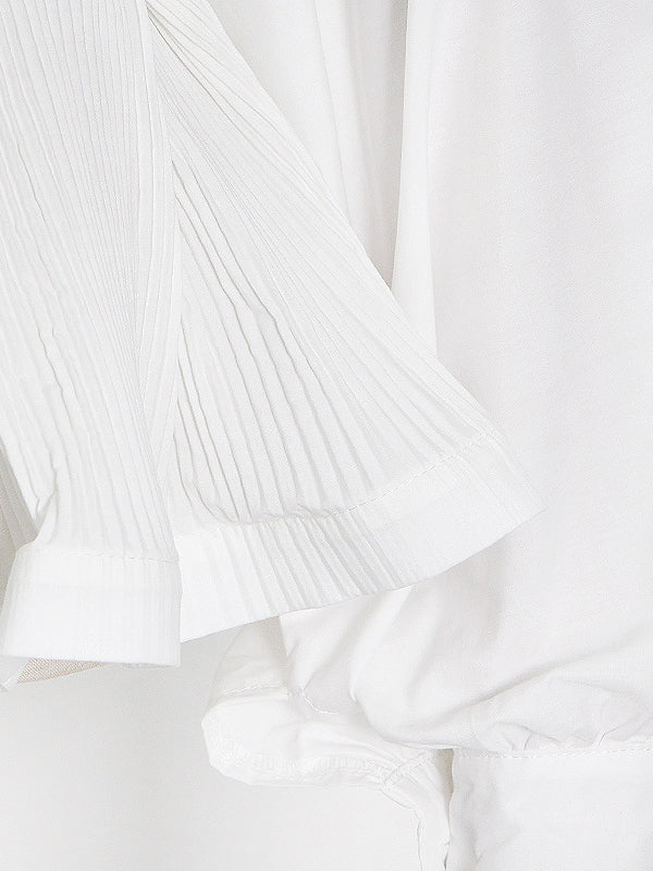 Stylish Loose Long Sleeves Buttoned Falbala Belted Solid Color Stand Collar Blouses&Shirts Tops