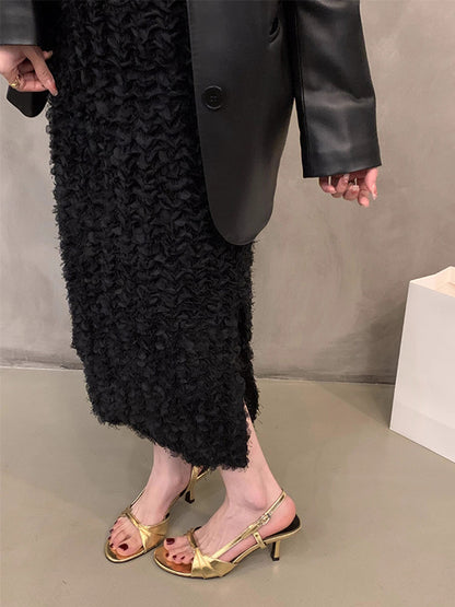 Belt Buckle Open Toe Peep-Toe Split-Joint Pumps Sandals Sling Shoes