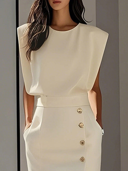 Loose Solid Color Split-Joint Round-Neck T-Shirts