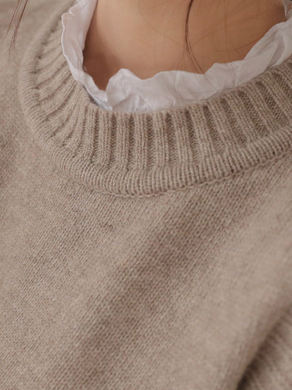 Simple Sleeveless Loose Buttoned Solid Color Round-Neck Sweater Vest Outerwear