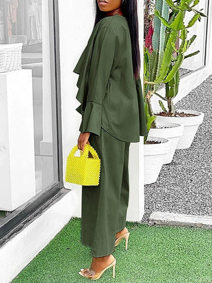 Wide Leg Solid Color Split-Joint Pants Trousers