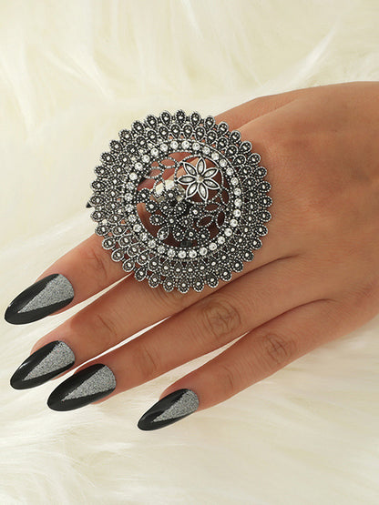 Flower Shape Geometric Hollow Rings Accessories