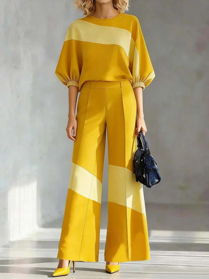 High Waisted Loose Contrast Color Pockets Split-Joint Suit Pants