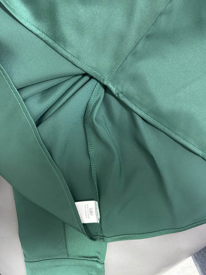 Long Sleeves Skinny Pleated Solid Color Split-Joint One-Shoulder Blouses&Shirts Tops