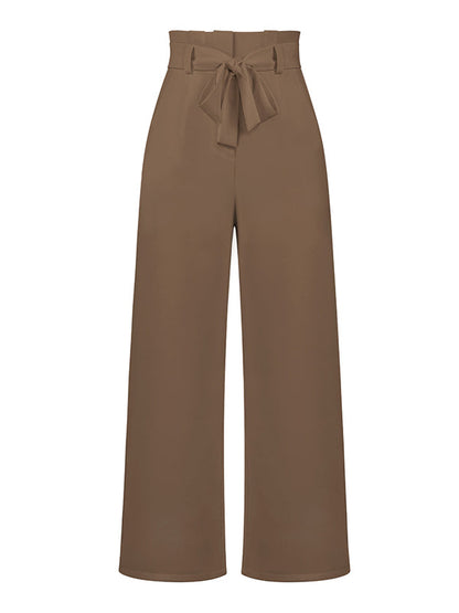 Simple Loose Wide Leg Solid Color Casual Pants Bottoms