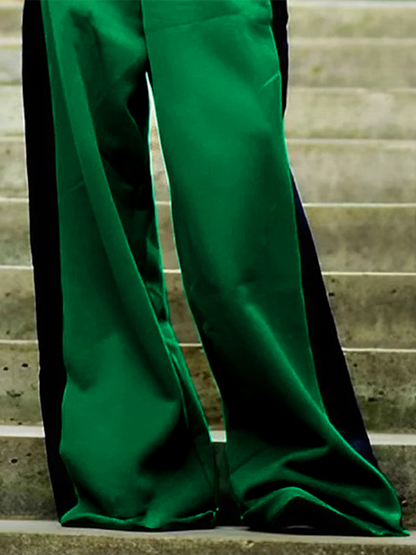 Loose Wide Leg Contrast Color Casual Pants Bottoms