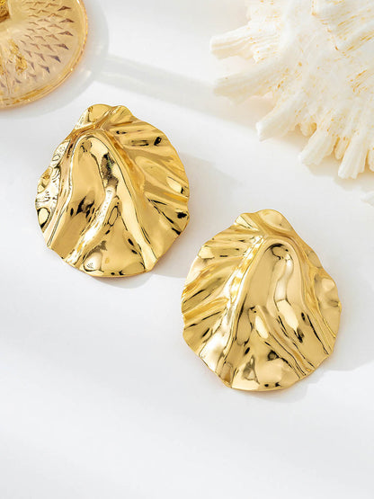 Geometric Pleated Shiny Earrings Accessories
