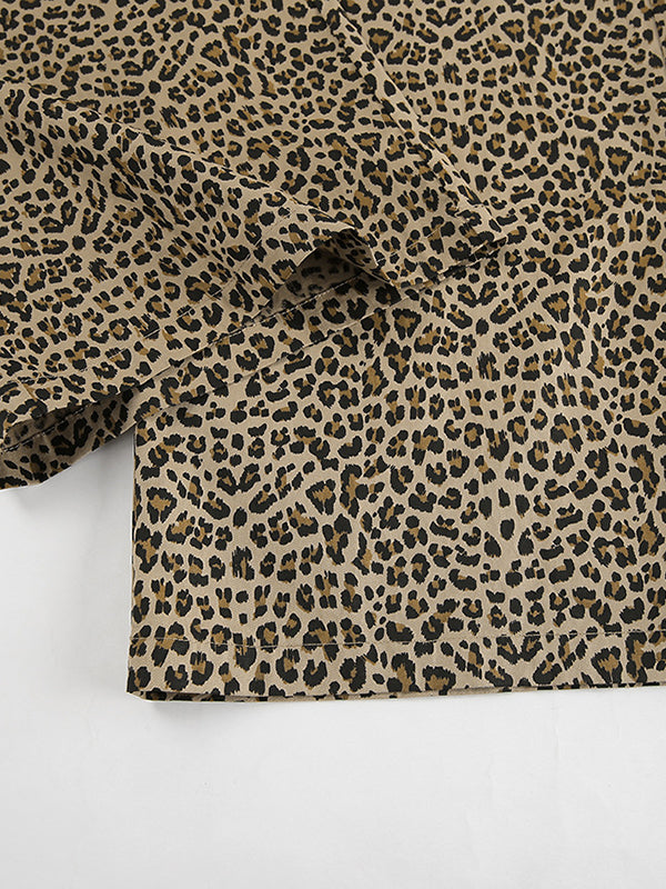 High Waisted Loose Leopard Printed Split-Joint Pants Trousers