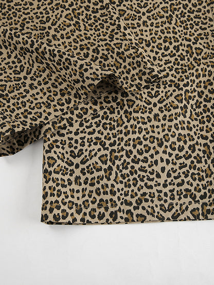 High Waisted Loose Leopard Printed Split-Joint Pants Trousers