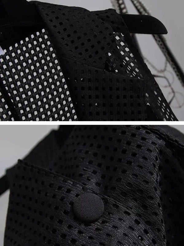 Original Simple Casual Solid Color Hollow Vest Outwear