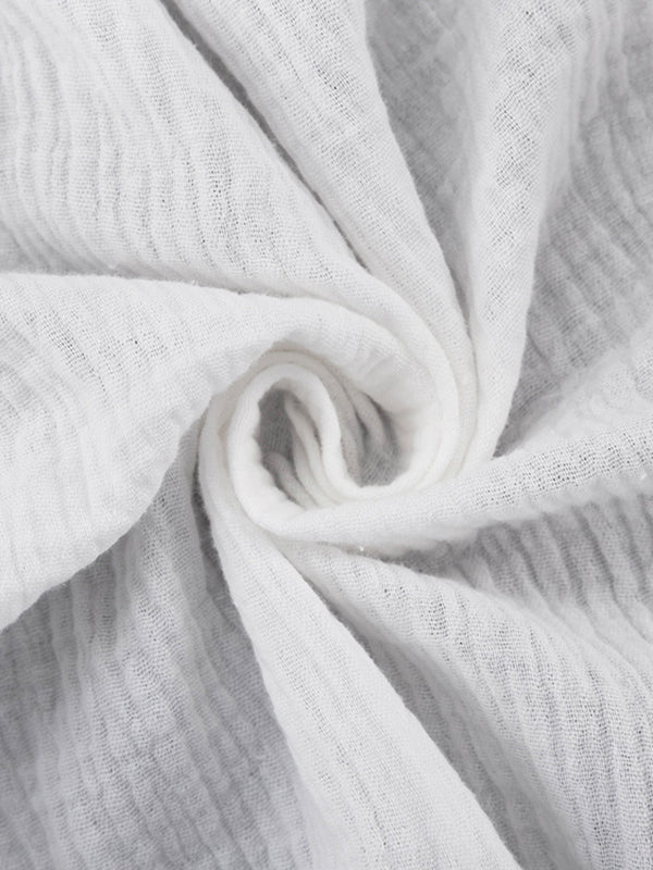 Long Sleeves Elasticity Solid Color Tied Waist V-Neck Blouses Tops + High Waisted Shorts Bottom Two Pieces Set