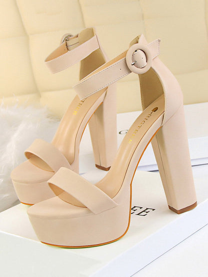 Buckle Peep-Toe Split-Joint Pumps Sandals