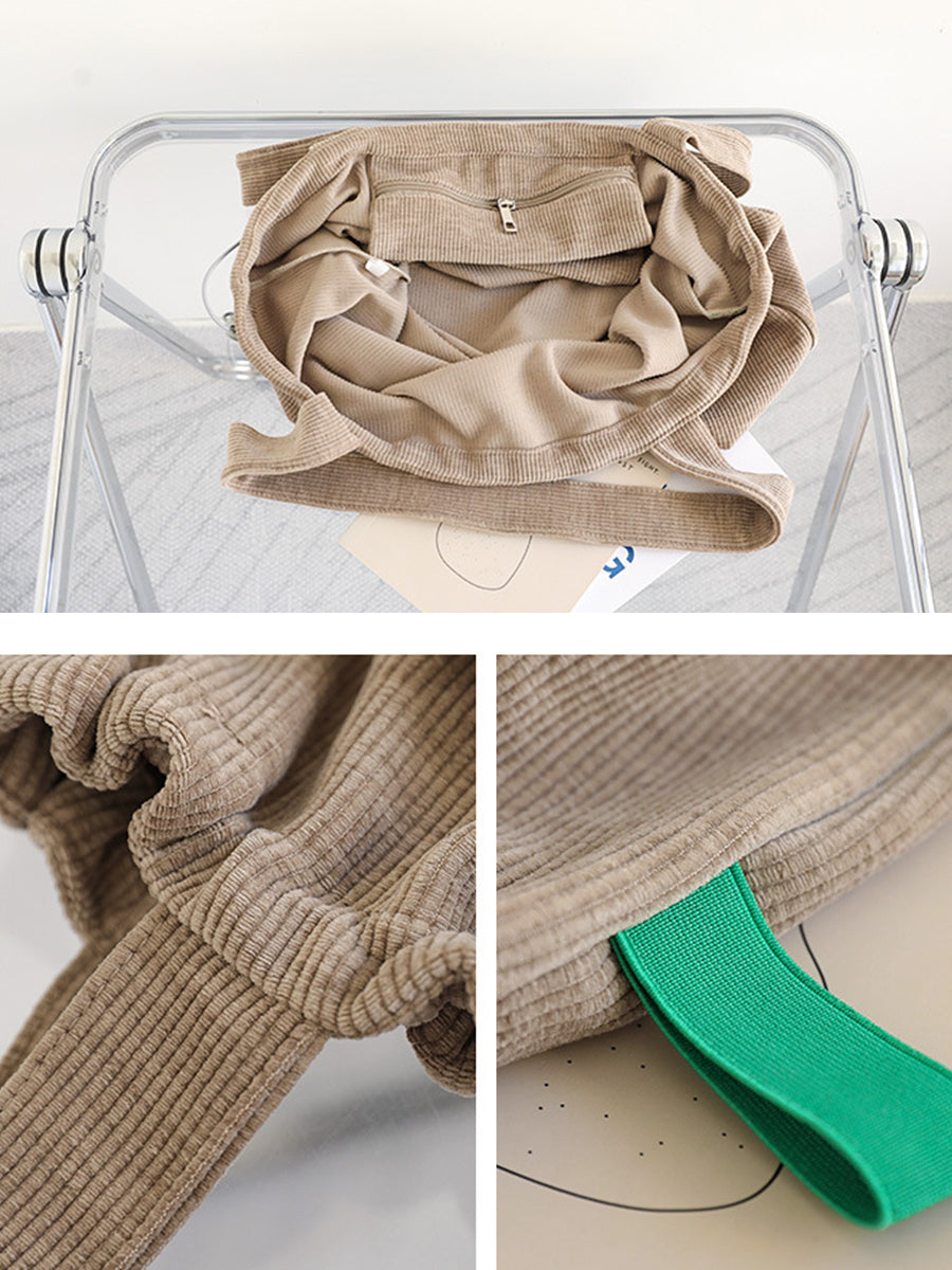 Casual Pure Color Corduroy Shoulder Bag