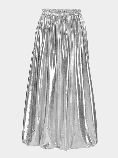 A-Line High Waisted Elasticity Solid Color Split-Joint Skirts Bottoms