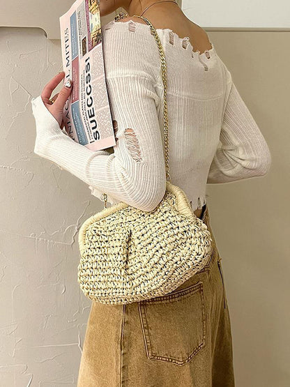 Chains Solid Color Crossbody Bags Satchels