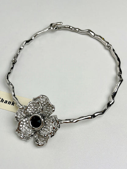 Flower Shape Geometric Rhine Stones Necklaces Accessories