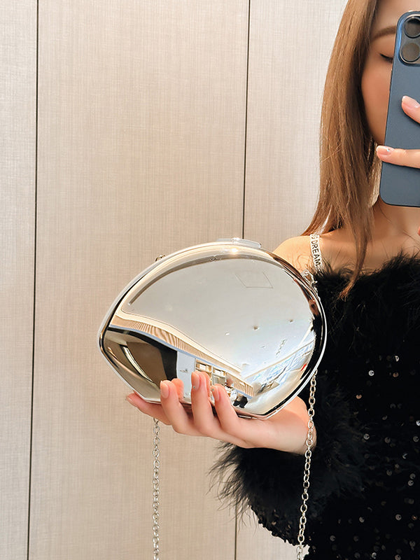 Chains Geometric Solid Color Crossbody Bags Satchels