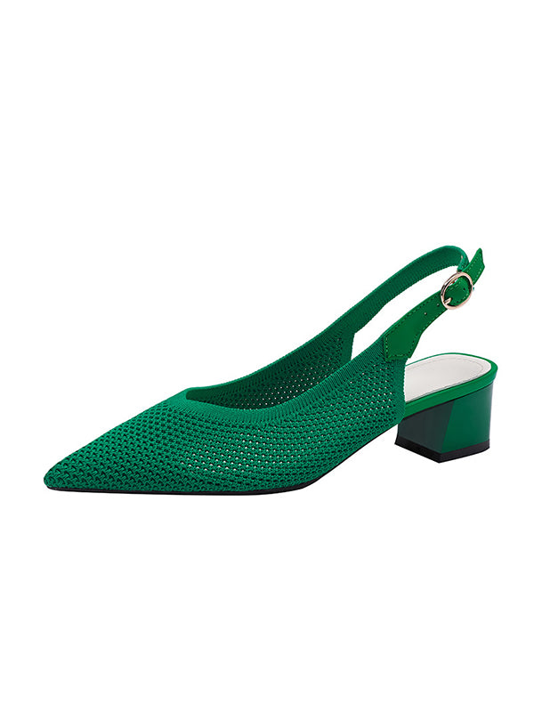 Belt Buckle Hollow Pointed-Toe Split-Joint Pumps Sandals Slider Sandals