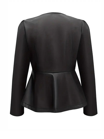 Long Sleeves Loose Split-Joint Zipper Round-Neck Jackets Outerwear