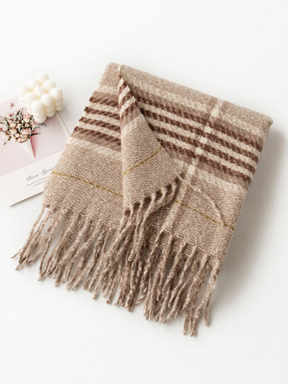Keep Warm Plaid Tasseled Shawl&Scarf