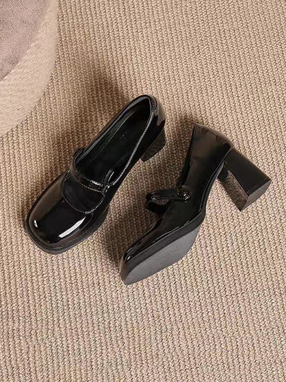 Round-Toe Shallow Cut Solid Color Mary Janes