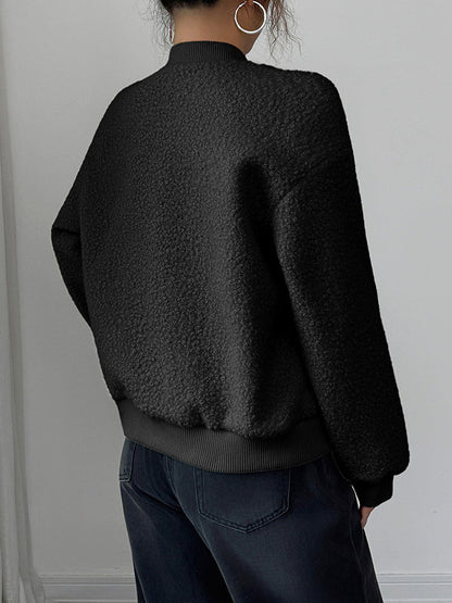 Long Sleeves Buttoned Elasticity Pockets Solid Color Collarless Jackets&Coats