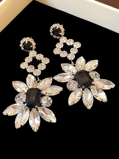 Geometric Rhine Stones Drop Earrings