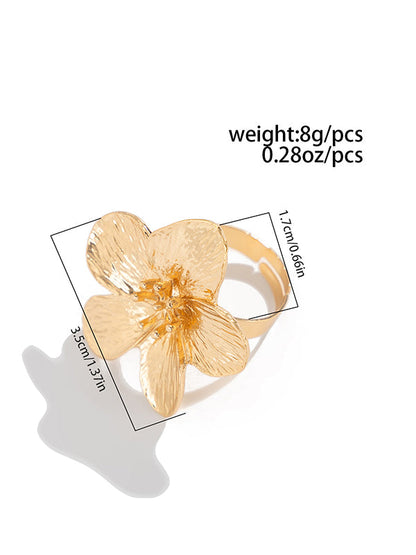 Flower Shape Pleated Shiny Rings Accessories