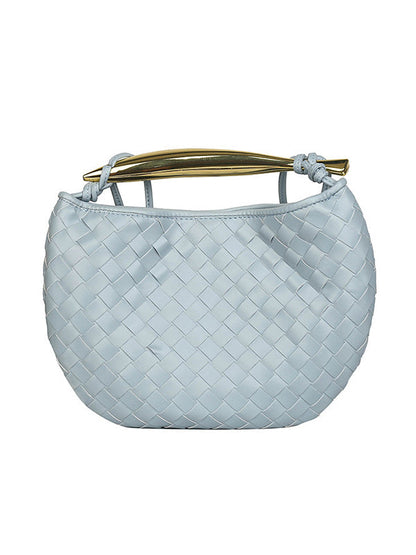 Geometric Split-Joint Woven Zipper Bags Handbags