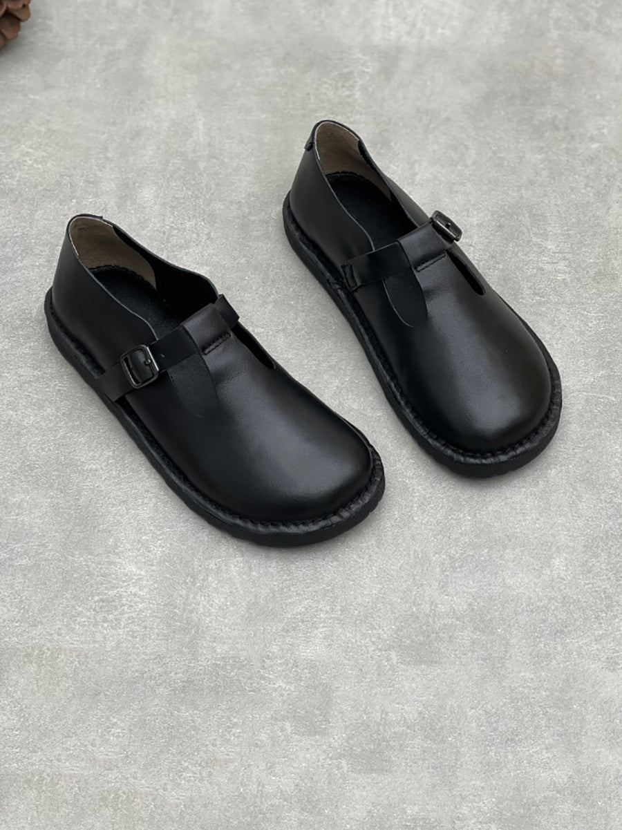 Women Vintage Spring Genuine Leather Flat Shoes