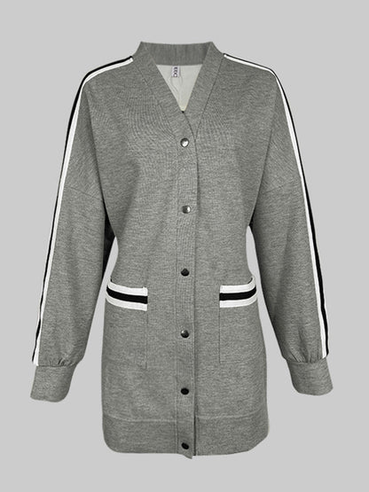Long Sleeves Split-Joint V-Neck Outerwear
