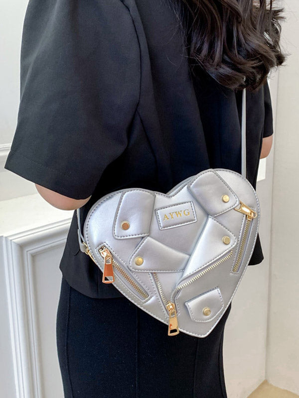 Heart Shape Split-Joint Zipper Bags Crossbody Bags Handbags