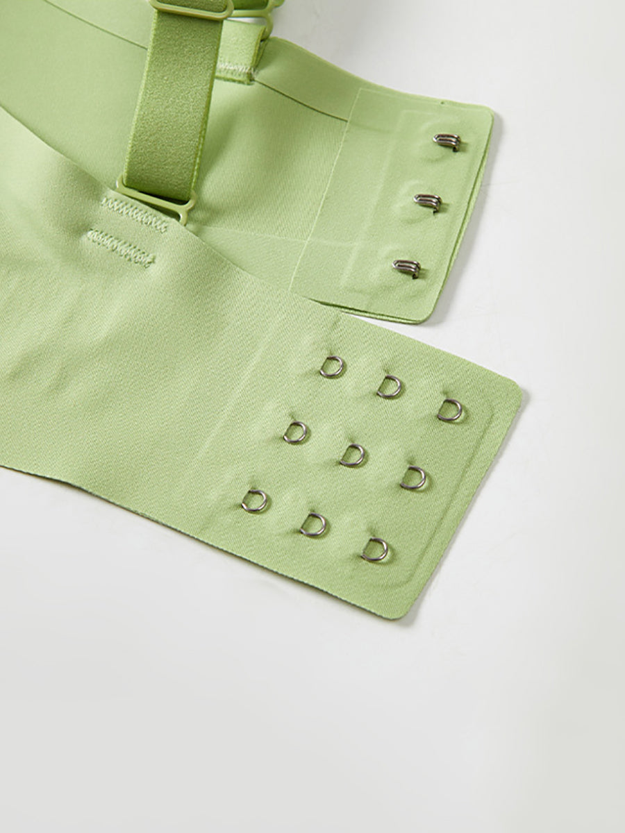 Women Artsy Pure Color Fixed Cup Satin Bra