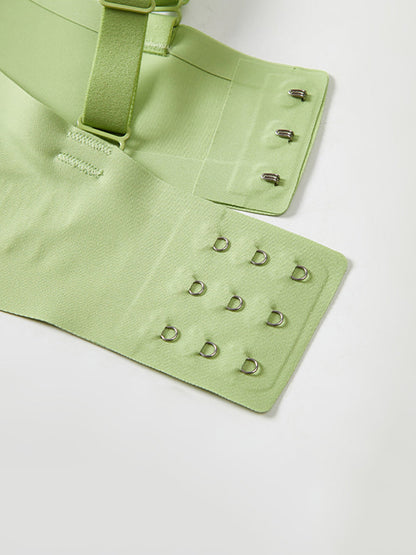 Women Artsy Pure Color Fixed Cup Satin Bra