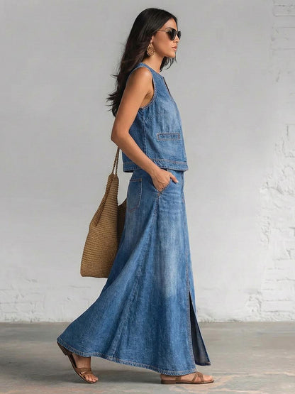 Loose Sleeveless Solid Color V-Neck Vest Top