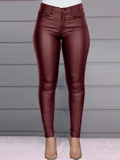 High Waisted Plus Size Pockets Solid Color Pants