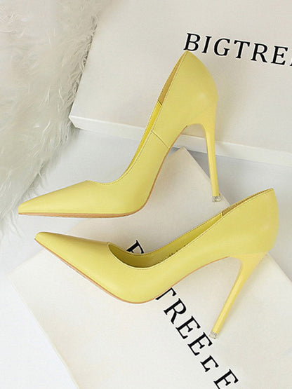 Pointed-Toe Solid Color Pumps