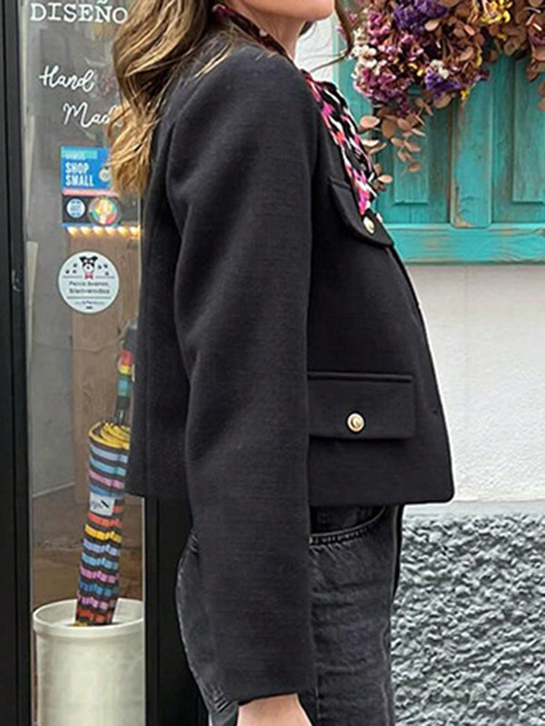 Long Sleeves Loose Buttoned Split-Joint Round-Neck Outerwear