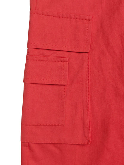 High Waisted Loose Elasticity Pockets Solid Color Pants Trousers