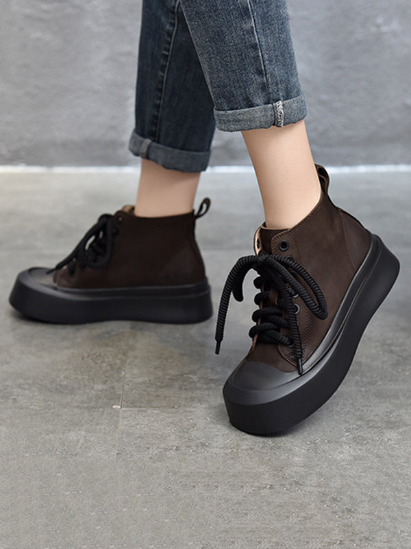 Cow Leather Tied Boots