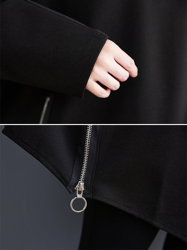 Original Loose Irregular Zipper Long Sleeves Sweatshirt
